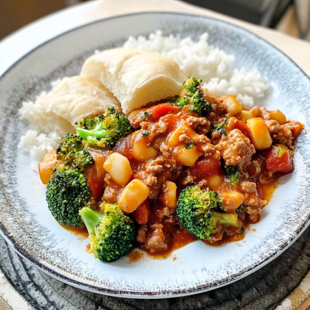 Goulash with Broccoli and Rice