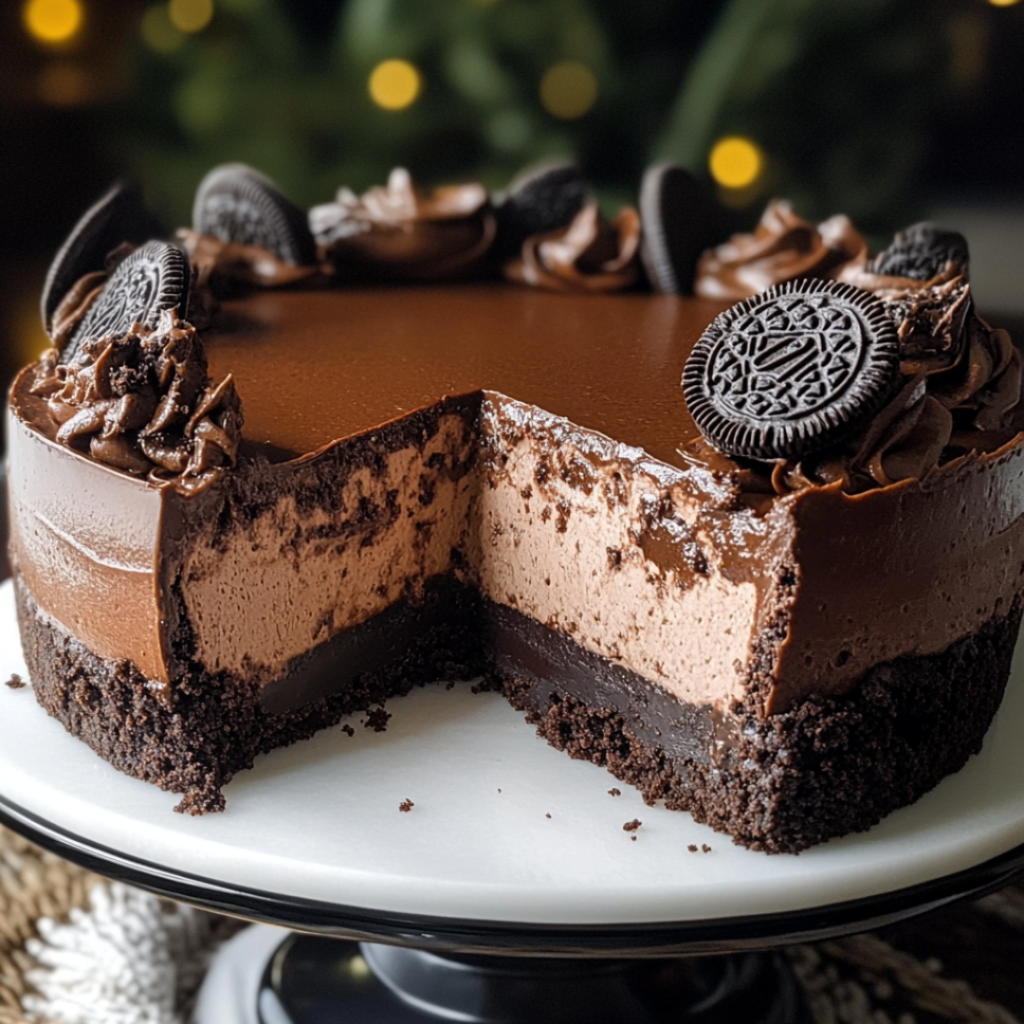 Triple Chocolate Cheesecake with Oreo Crust