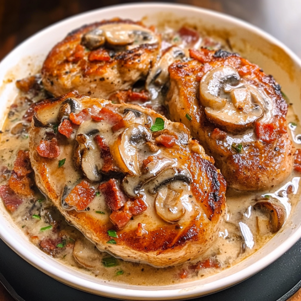 Bacon Mushroom Pork Chops