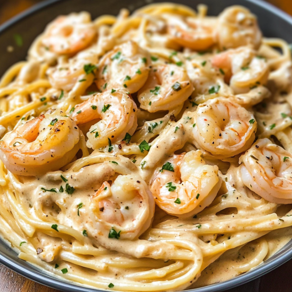 Spaghetti with Shrimp in Cream Sauce