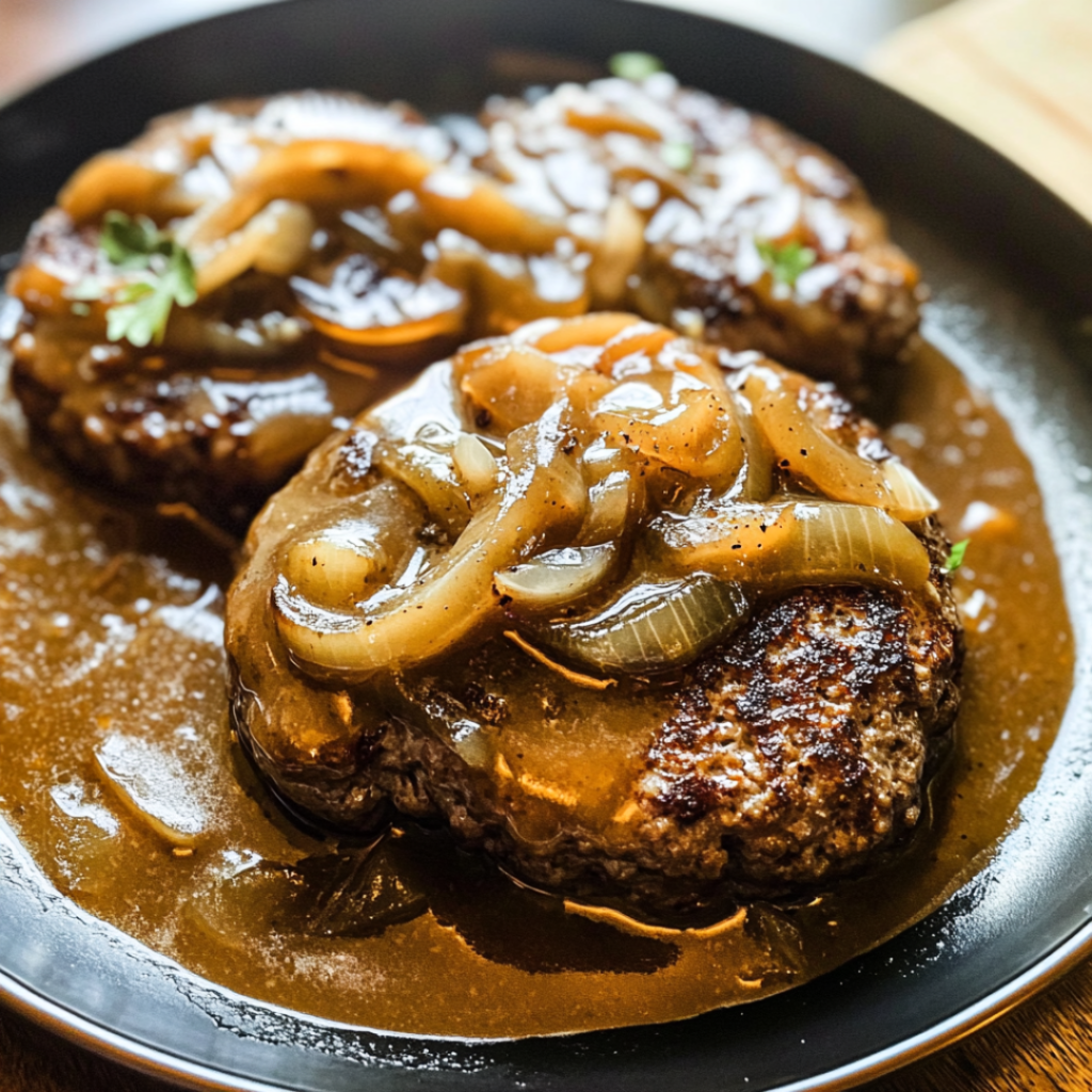 Juicy Pan-Seared Steaks with Rich Onion Gravy