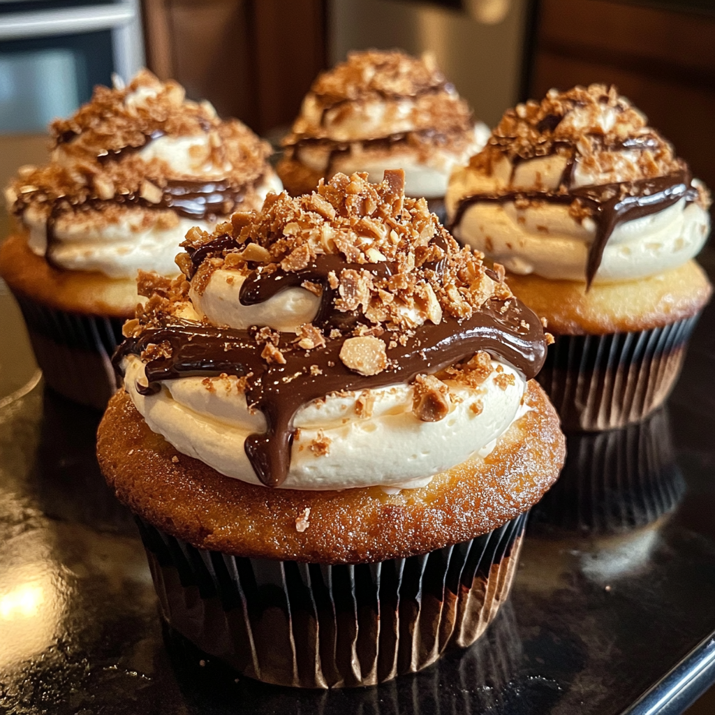Butterfinger Cheesecake Cupcakes