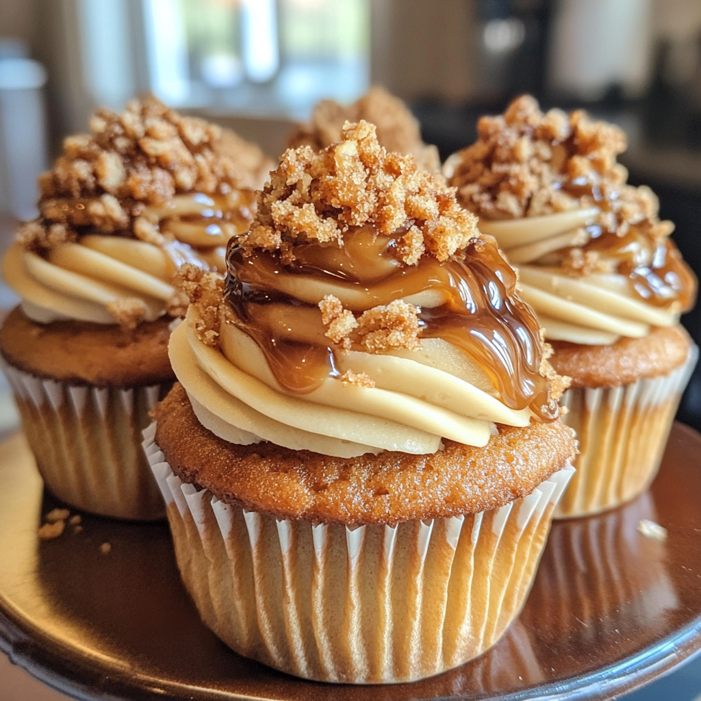Churro Caramel Crunch Cupcakes