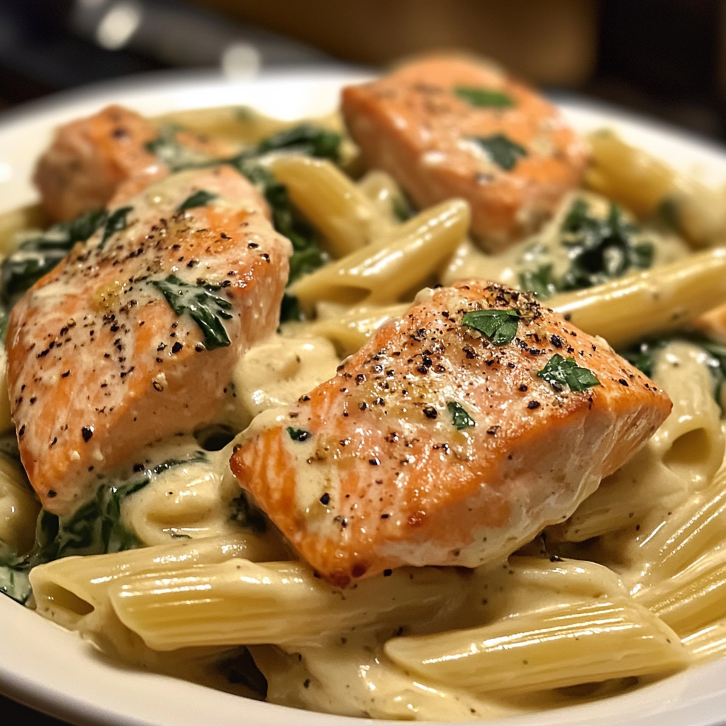 Creamy Garlic Salmon Pasta