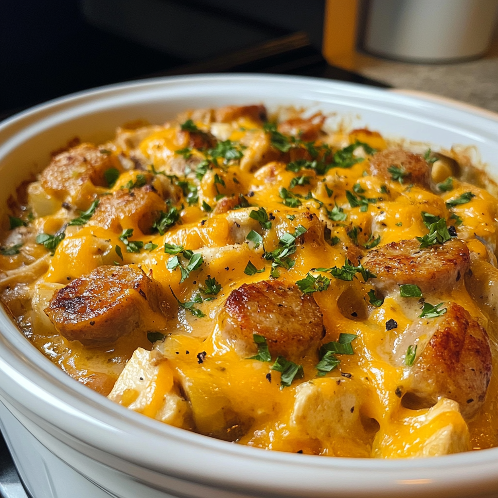 Crockpot Cheesy Chicken Sausage