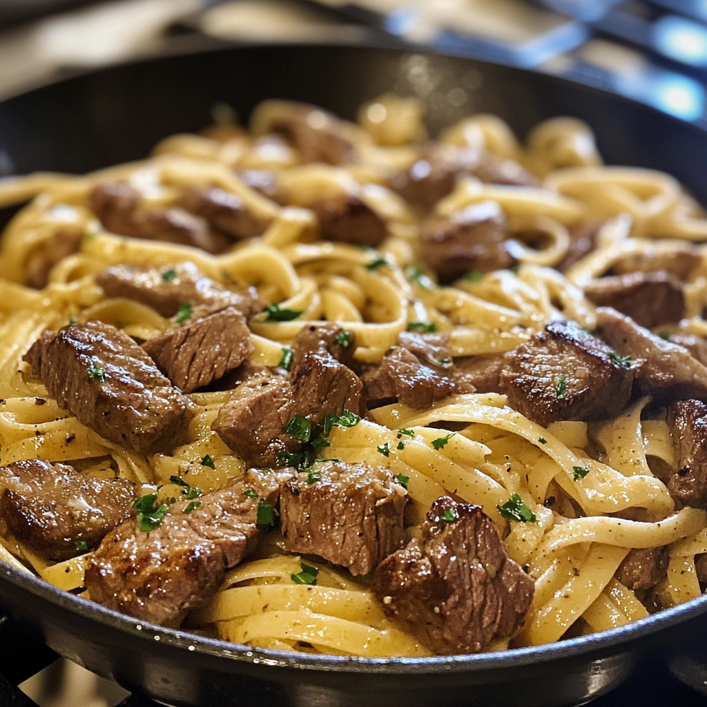Garlic Butter Steak Cajun Pasta