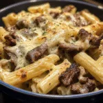 Philly Cheesesteak Pasta Dish