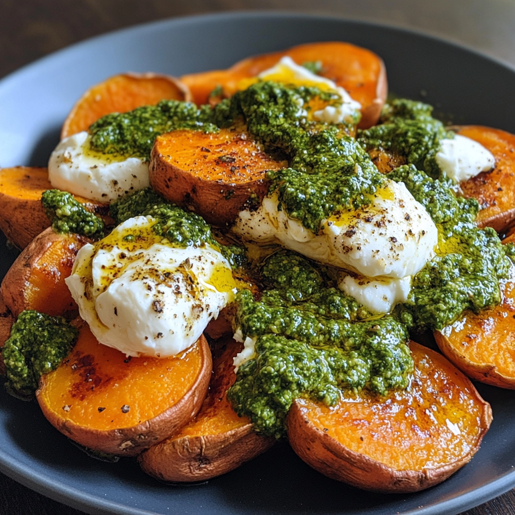 Sweet Potatoes Burrata Pesto