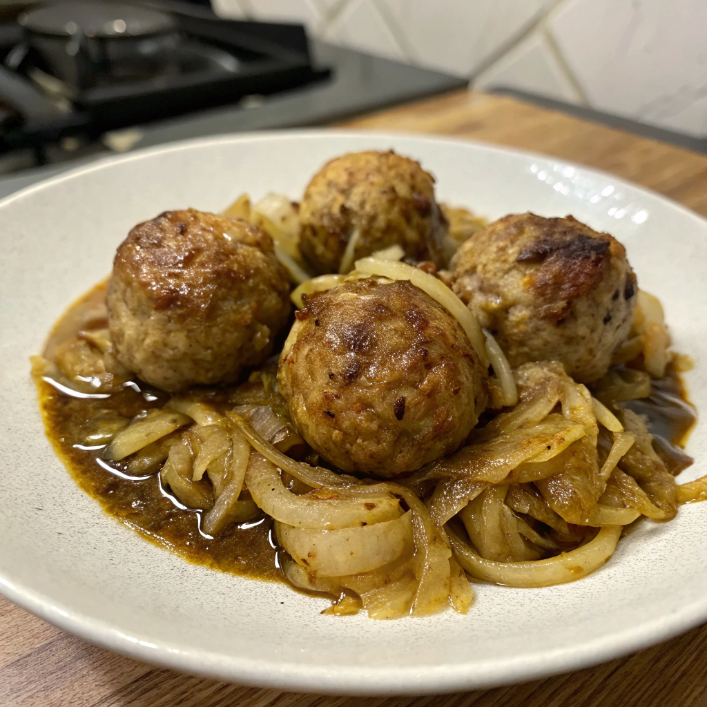 Baked French Onion Meatballs