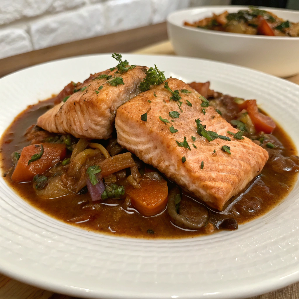 Brown Stew Salmon