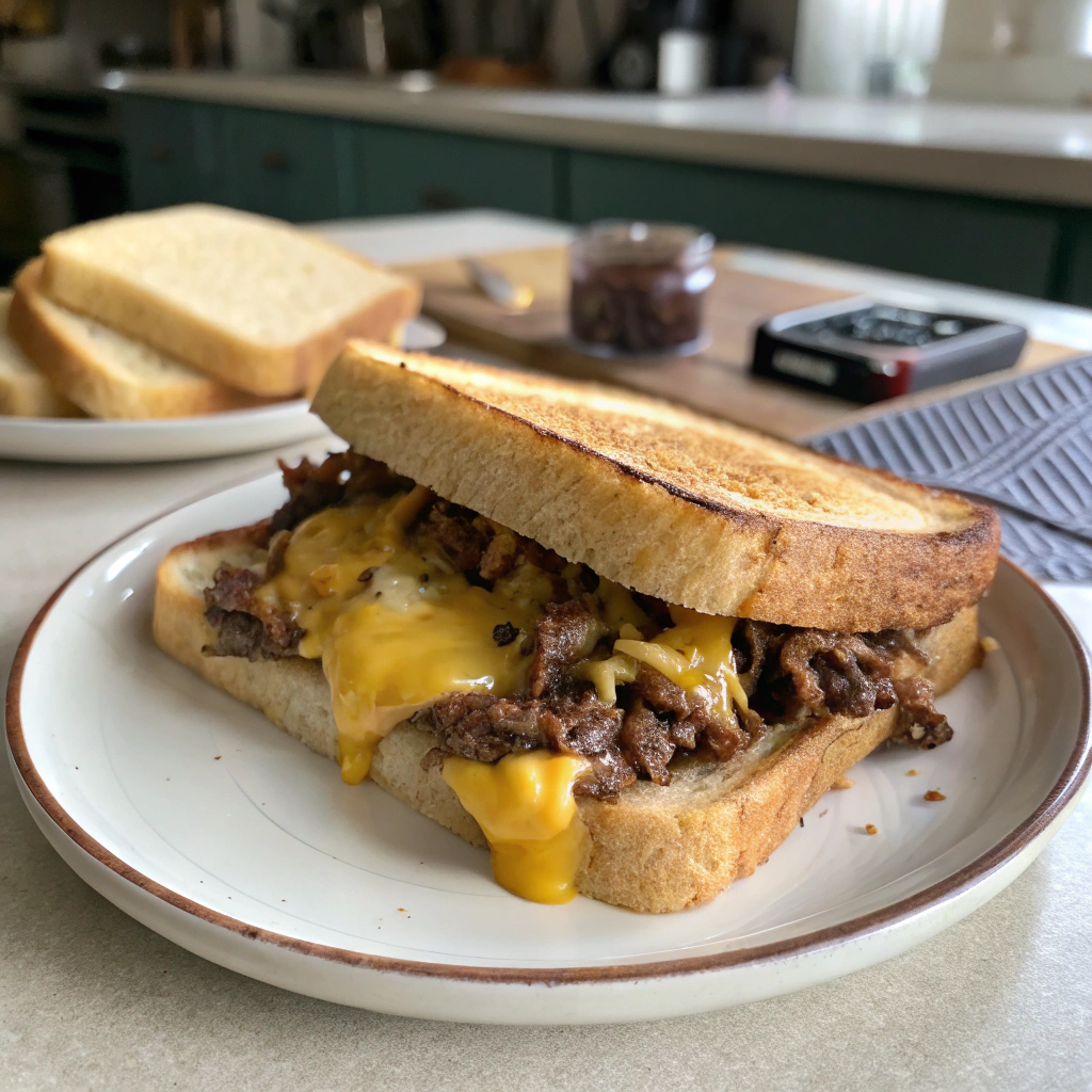 Cheesy Hot Beef Sandwich