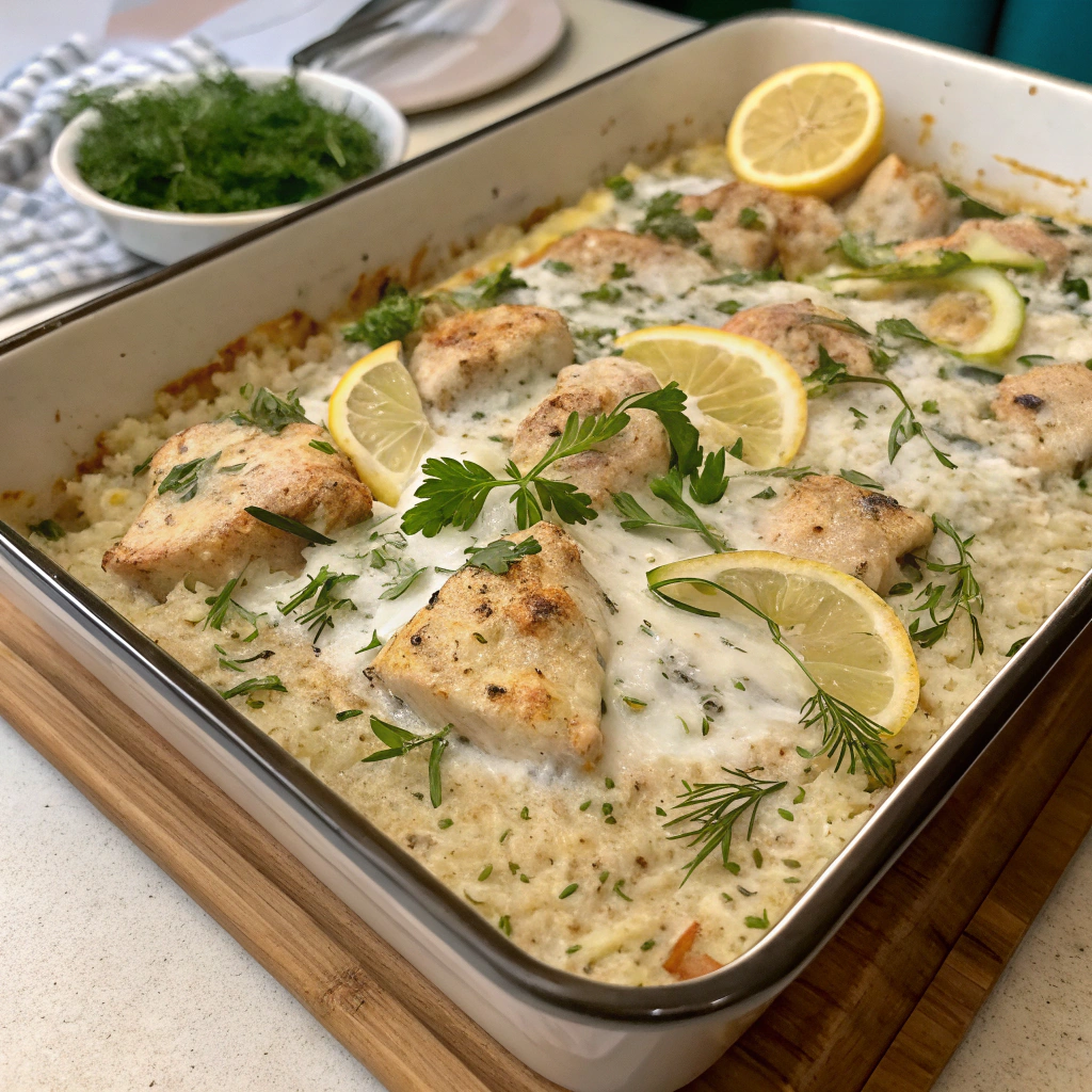 Chicken Tzatziki Rice Bake
