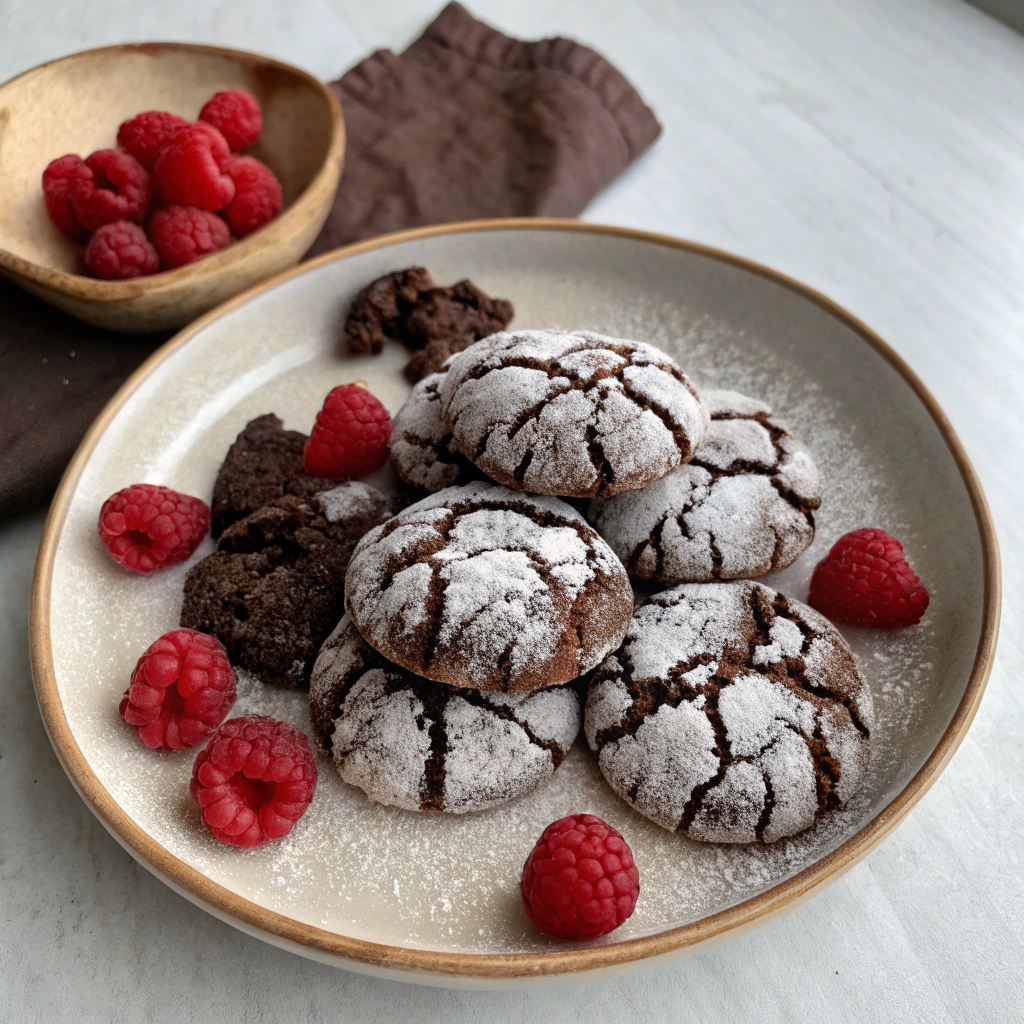 Chocolate Raspberry Crinkle Cookies