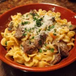 Creamy Garlic Beef Pasta