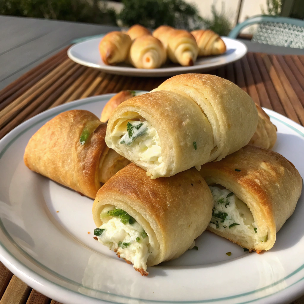 Golden brown Creamy Jalapeño Popper Crescent Rolls on a serving platter