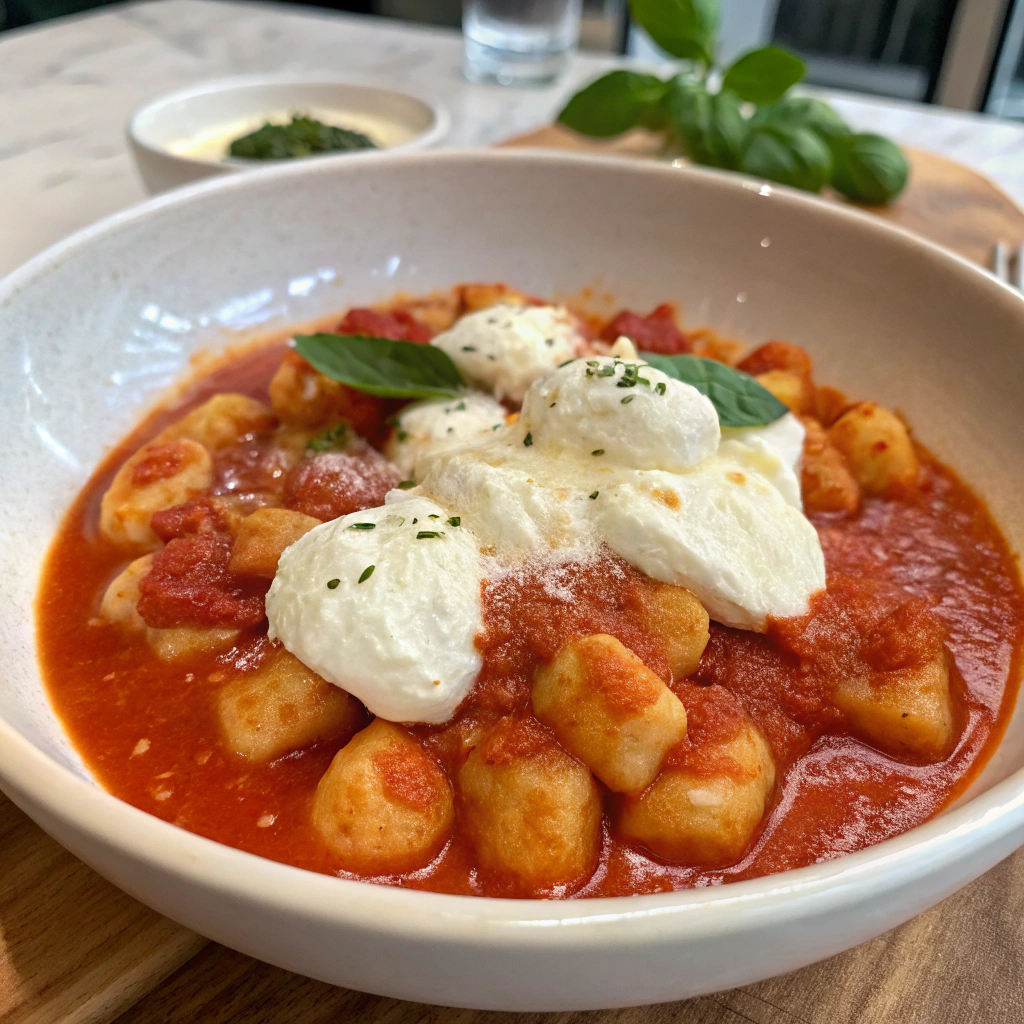 Creamy Tomato Gnocchi Burrata