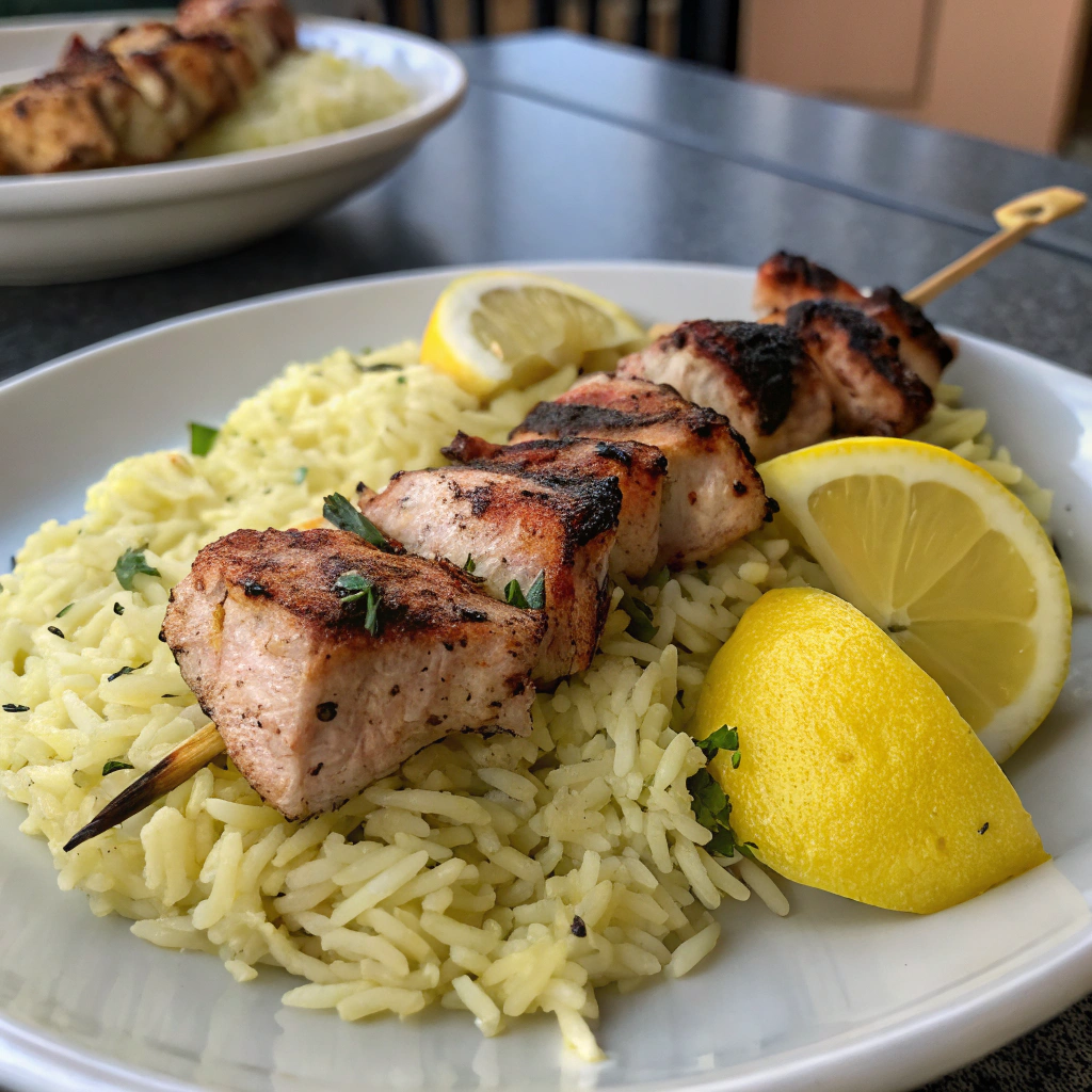 Greek Chicken Souvlaki Lemon Rice