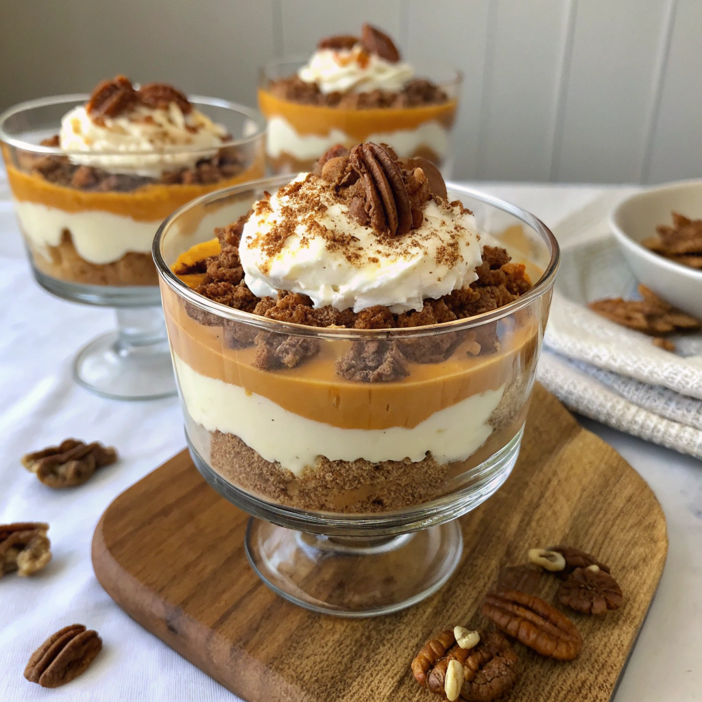 Mini Caramel Pecan Pumpkin Cheesecake Trifles