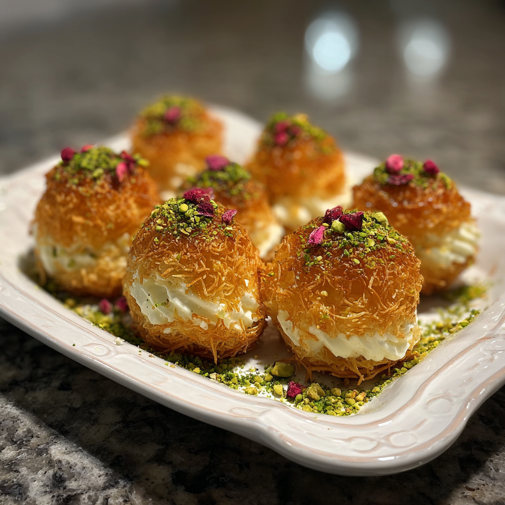 Mini Kunafa Cream Puffs
