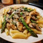 Mushroom Asparagus Chicken Penne