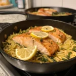 One Skillet Salmon Lemon Orzo