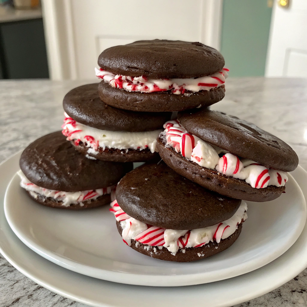 Peppermint Chocolate Whoopie Pies