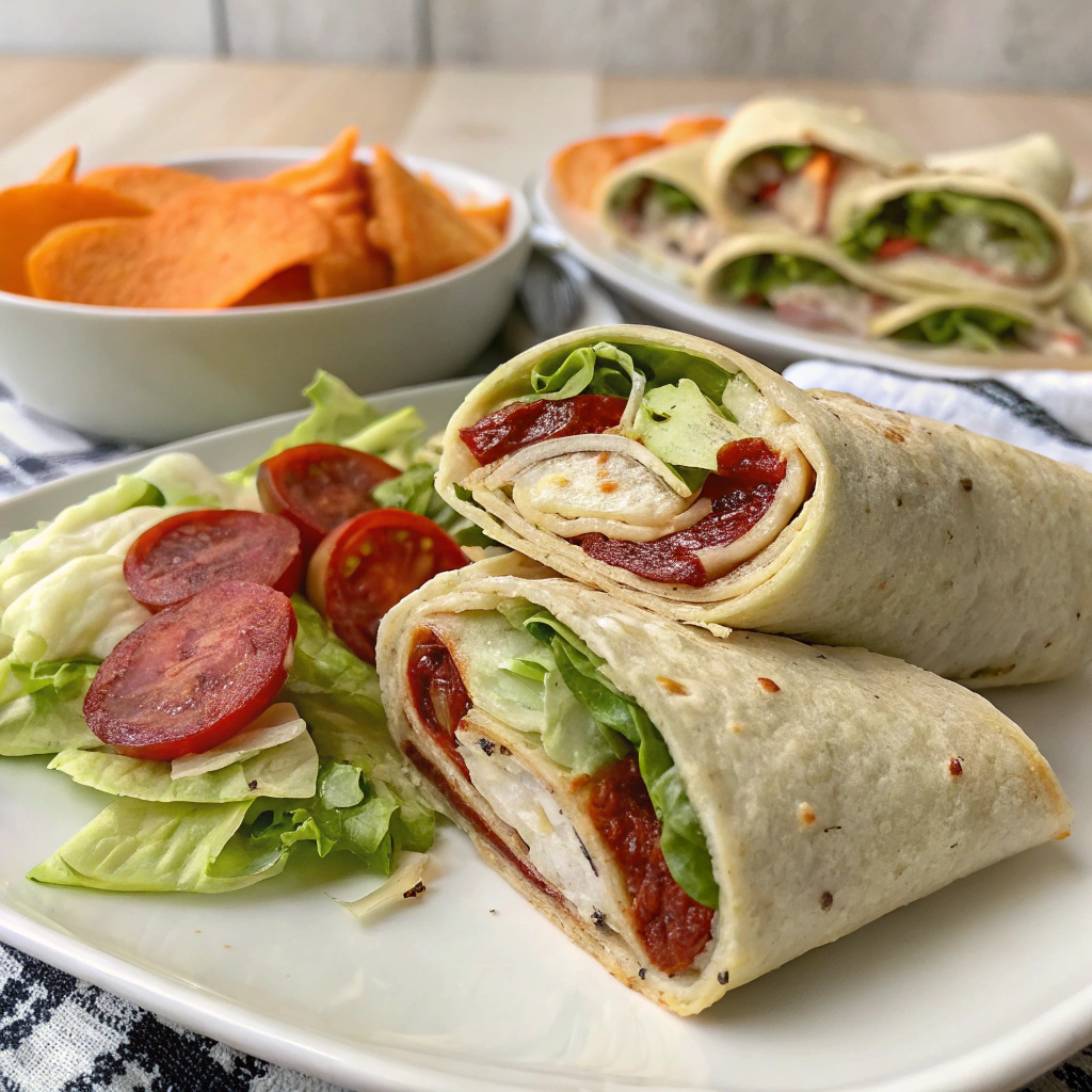 Pepperoni Pizza Caesar Wraps