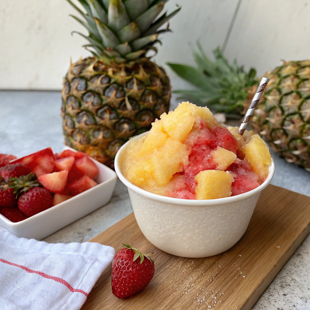 Pineapple Strawberry Swirled Slushies