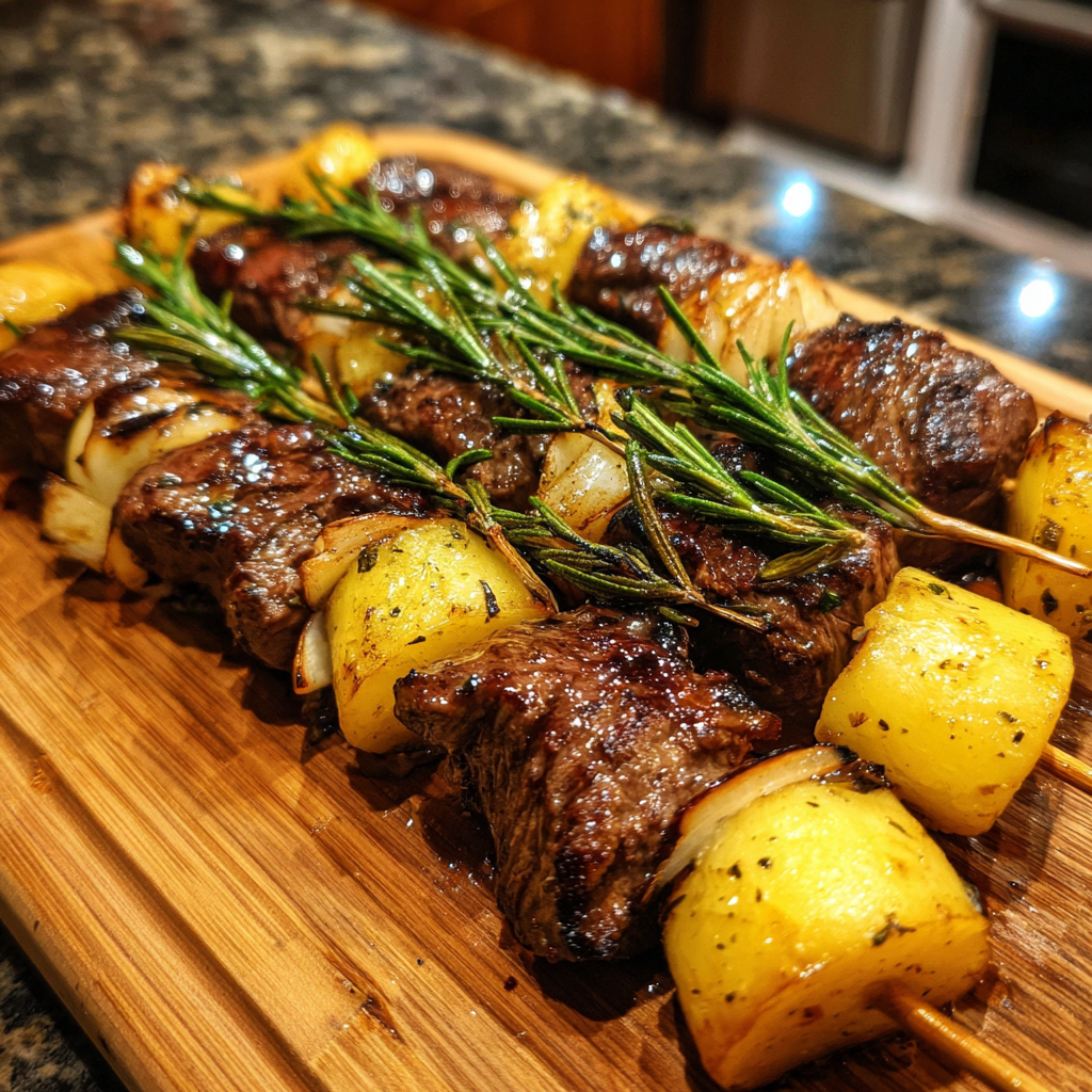 Rosemary Garlic Steak Kebabs