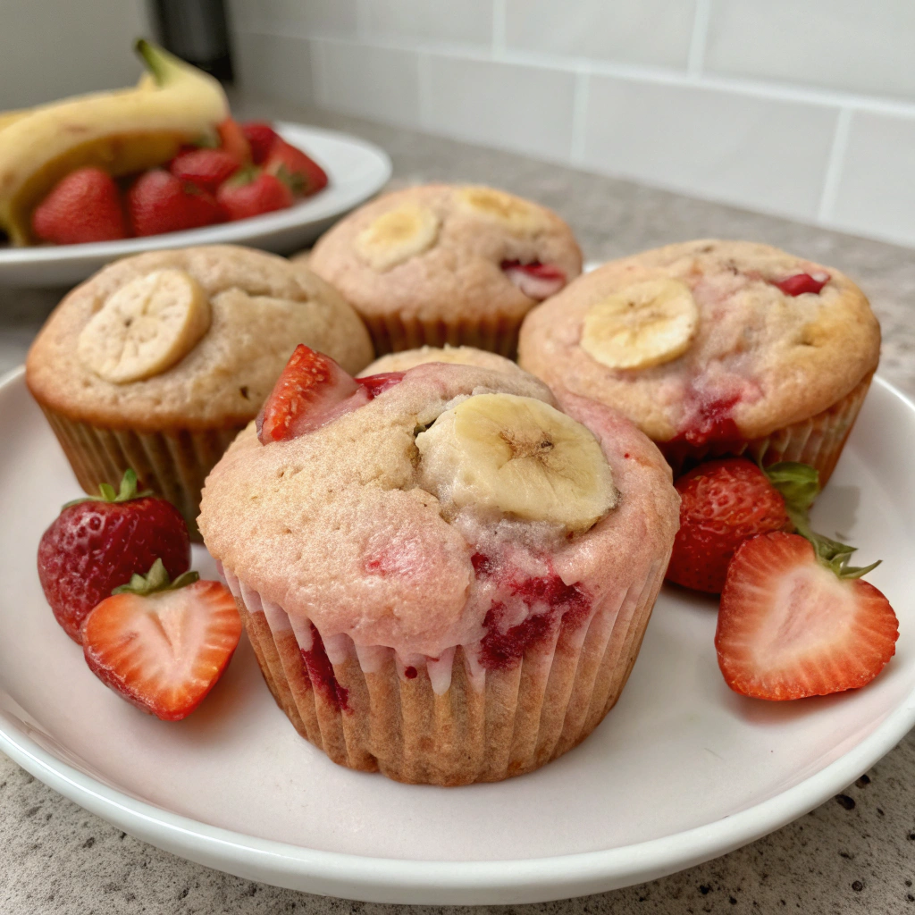 Strawberry Banana Yogurt Muffins