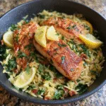One Skillet Salmon Lemon Orzo
